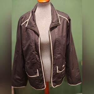 TravelSmith Bernardo Jacket Black White Trim XL Vacation Office Preppy